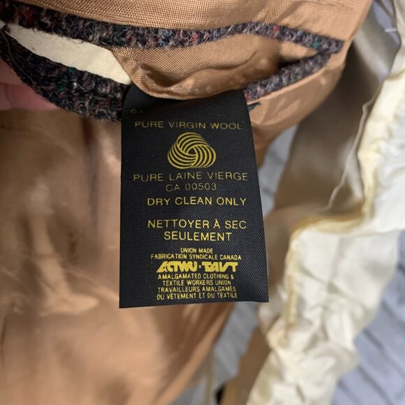 Vintage 90s Harris Tweed Blazer Brown Herringbone Wool Two Button Sport Coat - Picture 10 of 15